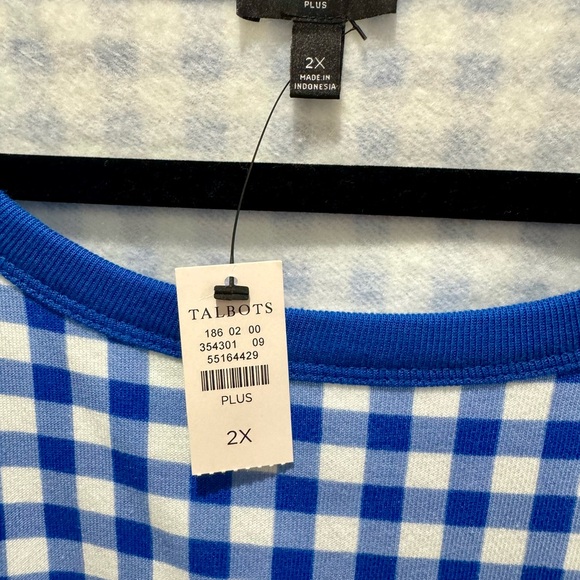 Talbots crew neck sweatshirt 2x blue gingham - Picture 3 of 6
